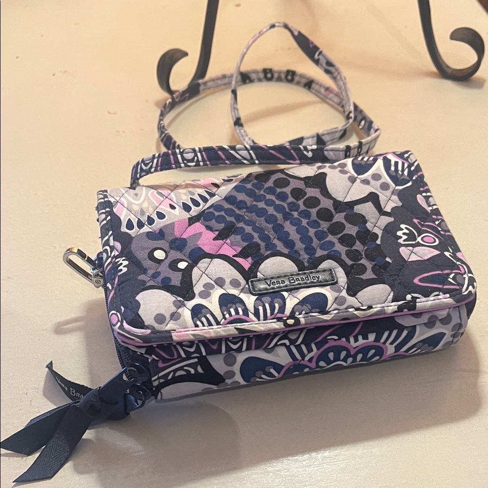 Vera Bradley Navy and Lavender Clutch
